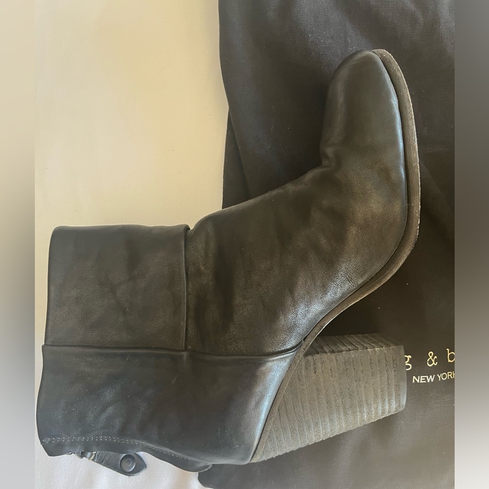 $450 Rag & Bone Size 7.5(37.5) Leather Ankle Boots Heels Shoes - Picture 12 of 14